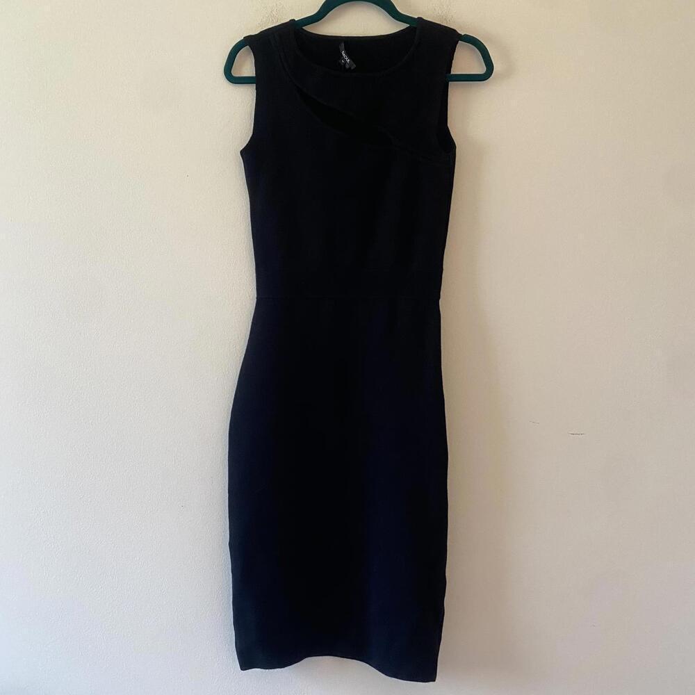 RAOUL black knitted cut out midi dress